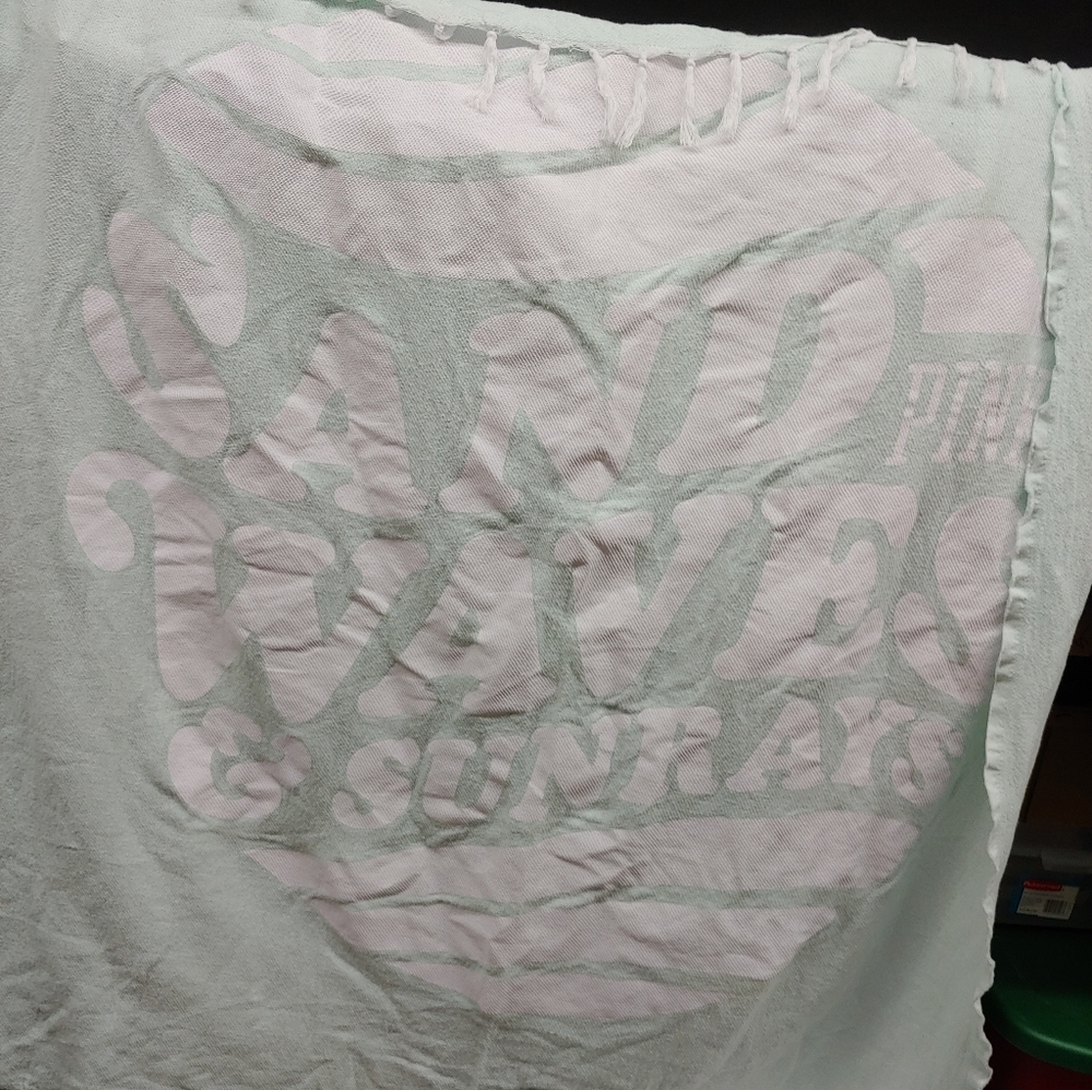 PINK VS sand waves Sun mint cotton beach blanket - Picture 6 of 8